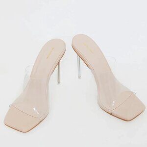 Nude & Clear Slip-On Mules Pretty Little Thing US Size 6